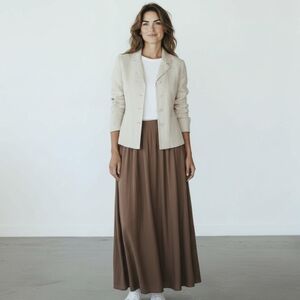 Vtg Talbots Linen Blazet Quiet Luxury Cream Neutral Old Money Coastal Sz 6